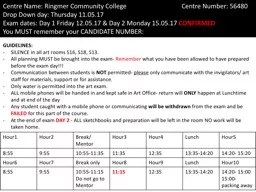 Centre Name:  Ringmer  Community College			Centre Number: 56480