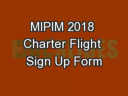 MIPIM 2018 Charter Flight Sign Up Form