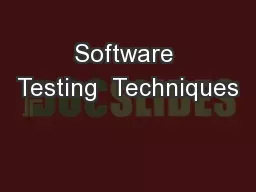 Software Testing  Techniques