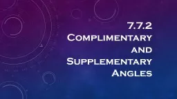 7.7.2 Complimentary and Supplementary Angles