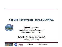 CoSMIR  Performance during OLYMPEX