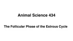 Animal Science 434 The Follicular Phase of the Estrous Cycle