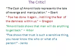 The Critic! “The Cask of Amontillado