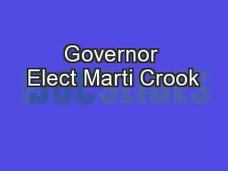 Governor Elect Marti Crook