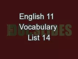 English 11  Vocabulary List 14