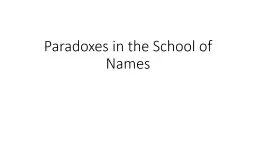 Paradoxes in the School of Names