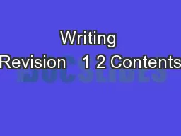 Writing Revision   1 2 Contents