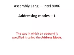 Assembly Lang. – Intel 8086