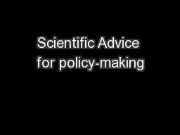 Scientific Advice for policy-making