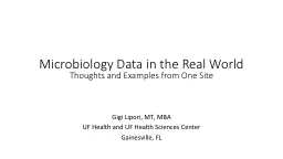 Microbiology Data in the Real World