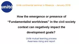 How the emergence or presence of “Fundamentalist worldviews” in the civil society