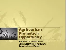 Agritourism Promotion Opportunity