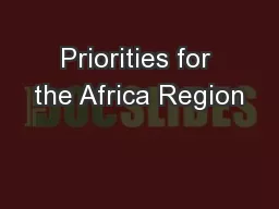Priorities for the Africa Region