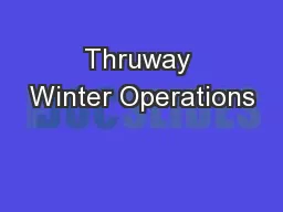 Thruway Winter Operations