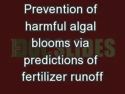 MA432 - 2014 Prevention of harmful algal blooms via predictions of fertilizer runoff