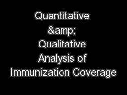 Quantitative & Qualitative Analysis of Immunization Coverage