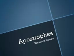 Apostrophes Grammar Review
