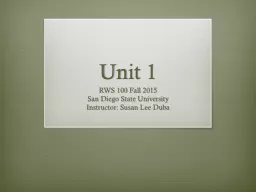 Unit 1 RWS 100 Fall 2015