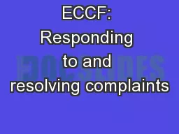 ECCF: Responding to and resolving complaints