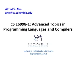 CS E6998-1: Advanced Topics in