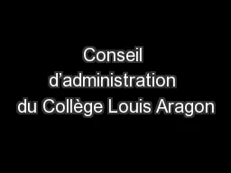 Conseil d’administration du Collège Louis Aragon