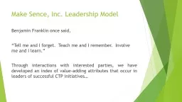 Make  Sence , Inc. Leadership Model