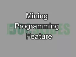 Mining Programming  Feature