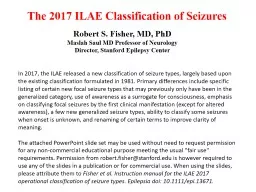 The 2017 ILAE Classification of Seizures