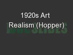 1920s Art Realism (Hopper)