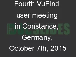 Fourth VuFind user meeting in Constance, Germany, October 7th, 2015