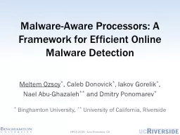 Malware-Aware Processors: A Framework for Efficient Online Malware Detection