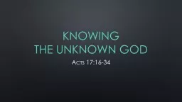 Knowing  the Unknown God