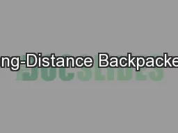 Long-Distance Backpackers