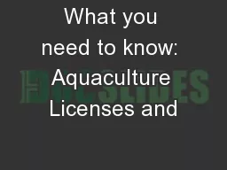 What you need to know: Aquaculture Licenses and