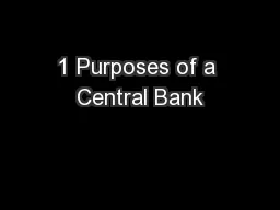 1 Purposes of a Central Bank