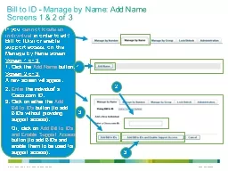 Bill to ID - Manage by Name: Add Name