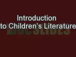 Introduction to Children’s Literature