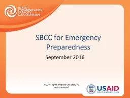 Social and Behavior Change Communication (SBCC) for Emergency Preparedness