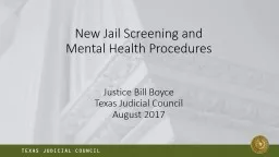 New Jail Screening and Mental Health Procedures