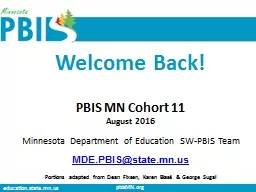 Welcome Back! PBIS MN Cohort 11