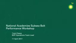 National Academies Subsea Bolt Performance Workshop