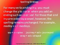 Spelling Strategy For many verbs ending in