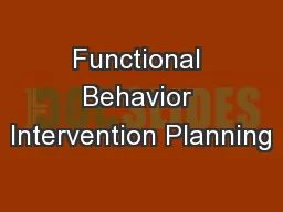 Functional Behavior Intervention Planning