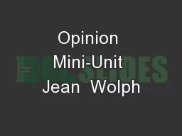 Opinion Mini-Unit Jean  Wolph