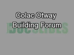 Colac Otway Building Forum