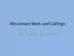 Missionary Work and Callings