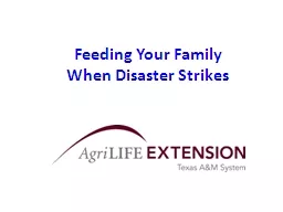 Feeding  Your  Family  When Disaster Strikes
