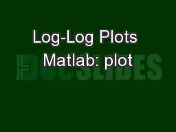 Log-Log Plots Matlab: plot