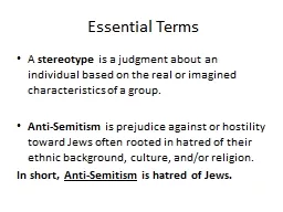 Essential Terms A  stereotype