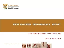 first QUARTER PERFORMANCE REPORT